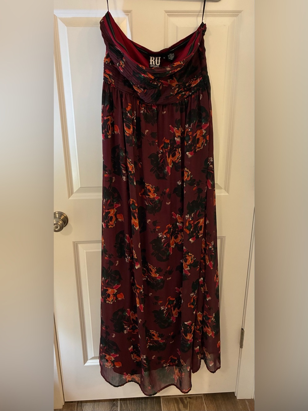 RU Apparel Western Strapless Floral Maxi Dress, Size XL